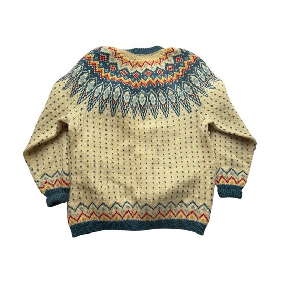 Vintage Norwegian Wool Cardigan Nordic Ski Sweater with Silver Buttons Medium - Picture 5 of 9